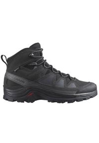 salomon - Buty trekkingowe męskie Salomon Quest Rove Mid Gtx. Wysokość cholewki: za kostkę. Zapięcie: sznurówki. Kolor: czarny. Materiał: guma, syntetyk, tkanina, materiał. Szerokość cholewki: normalna