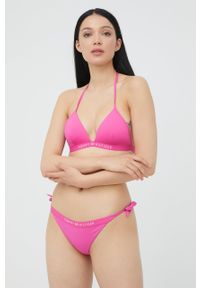 TOMMY HILFIGER - Tommy Hilfiger biustonosz kąpielowy kolor fioletowy lekko usztywniona miseczka. Kolor: fioletowy. Materiał: materiał, włókno. Wzór: nadruk #3