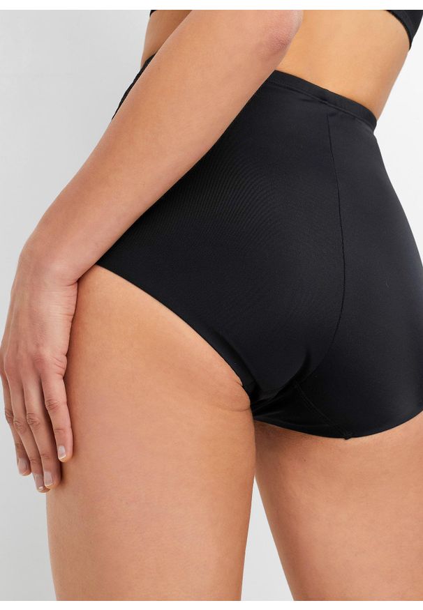 bonprix - Figi panty shape, lekki stopień modelowania sylwetki (2 pary). Kolor: czarny. Materiał: koronka. Wzór: aplikacja, koronka