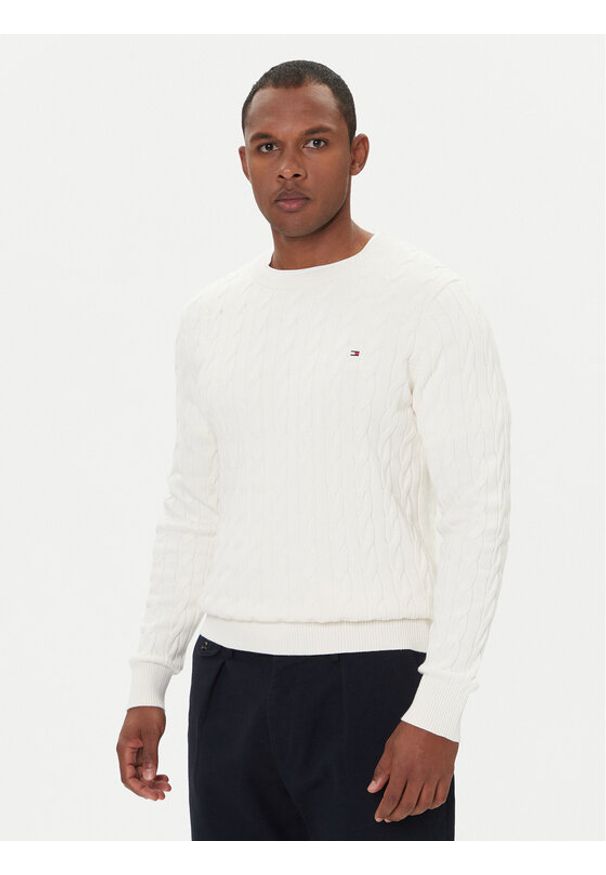 TOMMY HILFIGER - Tommy Hilfiger Sweter MW0MW33132 Écru Regular Fit. Materiał: bawełna