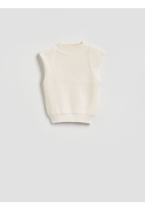 Reserved - Kamizelka z poduszkami na ramionach - złamana biel. Materiał: bawełna, dzianina