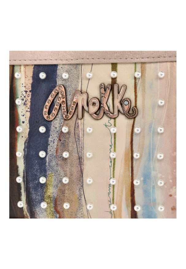 Różowy Stylowy Portfel Damski Anekke. Kolor: różowy. Materiał: skóra ekologiczna. Wzór: aplikacja