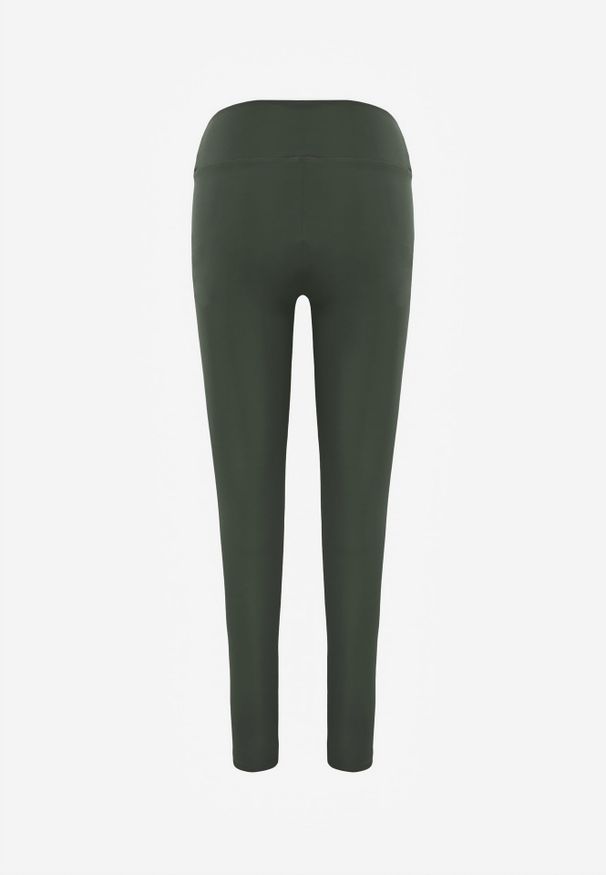 Renee - Ciemnozielone Legginsy Basic z Modelującą Wstawką w Pasie Liacan. Okazja: na co dzień. Kolor: zielony. Długość: krótkie. Styl: casual