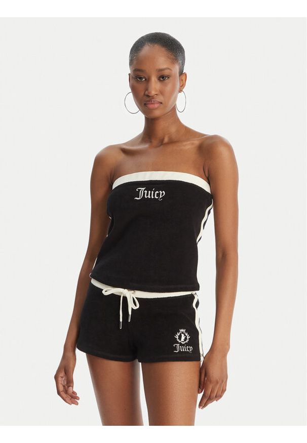 Juicy Couture Top Applique Terry JCWSC126314 Czarny Slim Fit. Kolor: czarny. Materiał: bawełna