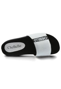 CheBello - Klapki CHEBELLO 2484_-154-000-PSK-S28 Biały. Okazja: na co dzień, do pracy. Kolor: biały. Materiał: materiał, skóra. Wzór: aplikacja. Styl: wakacyjny, casual, klasyczny #5