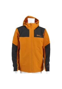 Kurtka w góry męska Jack Wolfskin A61872M0043. Typ kołnierza: kaptur, golf. Kolor: pomarańczowy. Materiał: syntetyk. Sport: wspinaczka
