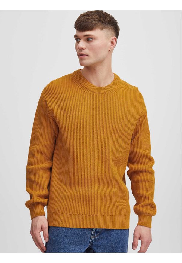 !SOLID - Solid Sweter 21107897 Żółty Regular Fit. Kolor: żółty. Materiał: bawełna