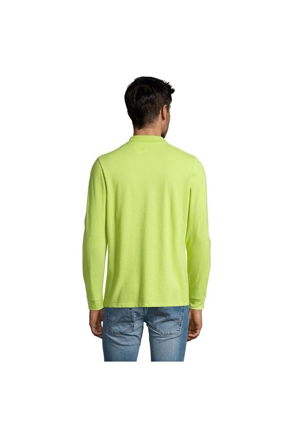 SOL'S - Męska Koszulka Polo Perfect Plain Pique Z Długim Rękawem. Typ kołnierza: polo. Kolor: zielony. Długość rękawa: długi rękaw. Długość: długie