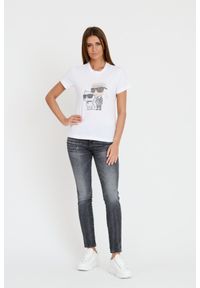 Karl Lagerfeld - KARL LAGERFELD Biały damski t-shirt Ikonik 2.0, Rozmiar S. Kolor: biały #4
