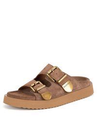 Badura Klapki CYCLAMEN-80033-25 Beżowy. Kolor: beżowy. Materiał: skóra, zamsz #7