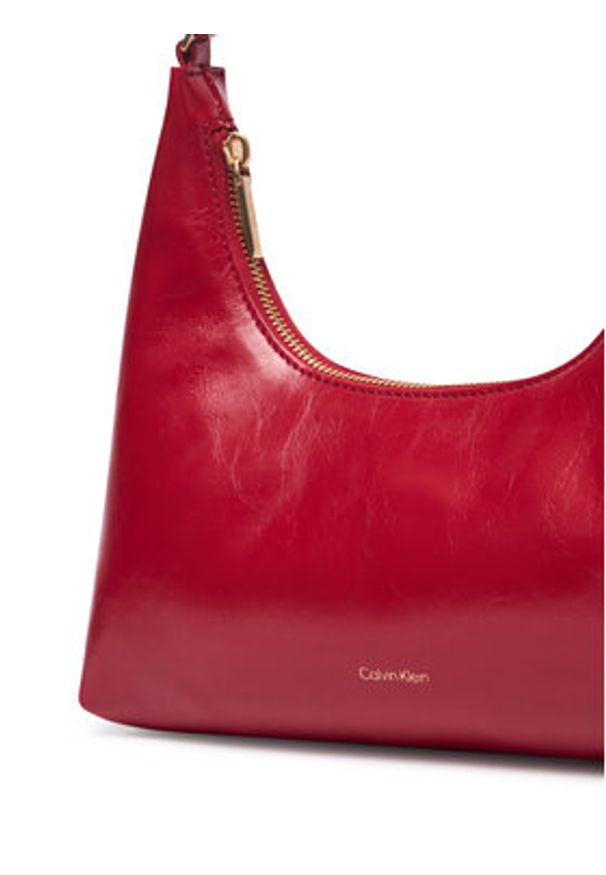 Calvin Klein Torebka Foil Logo Glossy Conv Shoulder B LV04F3737G Bordowy. Kolor: czerwony. Materiał: skórzane