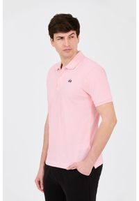 La Martina - LA MARTINA Różowe męskie polo z małym logo, Rozmiar M. Typ kołnierza: polo. Kolor: różowy #6