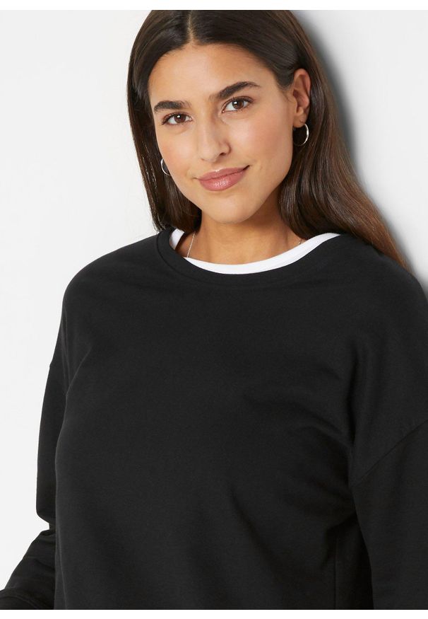 bonprix - Bluza z mieszanki bawełny. Kolor: czarny. Materiał: bawełna