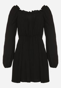 Born2be - Czarna Sukienka Hiszpanka Vices z Gorsetową Talią i Bufiastymi Rękawami Resana. Okazja: na co dzień. Typ kołnierza: dekolt hiszpanka, dekolt gorset. Kolor: czarny. Materiał: bawełna. Typ sukienki: gorsetowe. Styl: casual #7