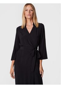 Sisley Sukienka koszulowa 4B5FLV01Y Czarny Regular Fit. Kolor: czarny. Materiał: wiskoza. Typ sukienki: koszulowe #4