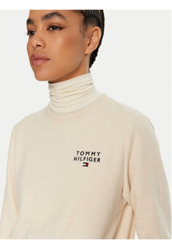 TOMMY HILFIGER - Tommy Hilfiger Bluza UW0UW04521 Beżowy Regular Fit. Kolor: beżowy. Materiał: bawełna