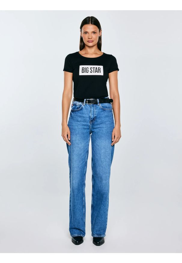 Big-Star - Koszulka damska z nadrukiem czarna Oneidasa 906. Kolor: czarny. Materiał: jeans. Wzór: nadruk. Styl: sportowy, klasyczny