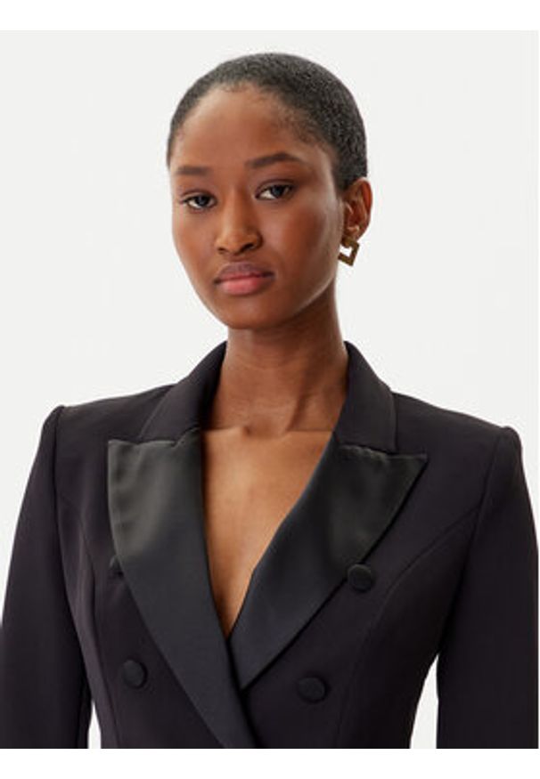 Elisabetta Franchi Marynarka AB-803-56E2-V520 Czarny Regular Fit. Kolor: czarny. Materiał: syntetyk