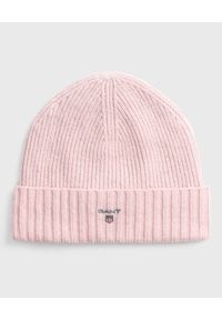 GANT - Różowa czapka z logo. Kolor: wielokolorowy, fioletowy, różowy. Materiał: bawełna, wełna, prążkowany