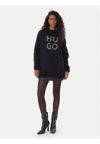 Hugo - HUGO Sweter Sloguis 50548245 Czarny Oversize. Kolor: czarny. Materiał: wełna, syntetyk #4