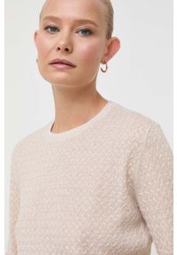 Armani Exchange sweter z domieszką wełny damski kolor złoty lekki. Kolor: złoty. Materiał: wełna. Styl: klasyczny #5