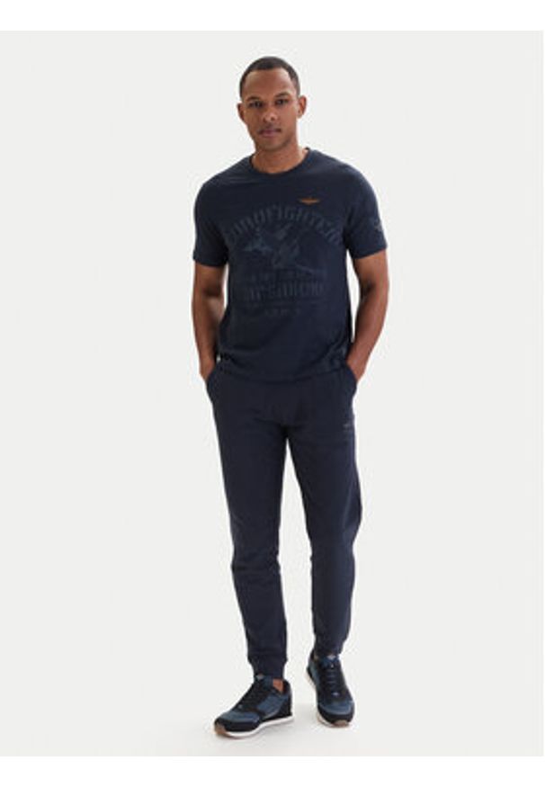 Aeronautica Militare T-Shirt 261TS2525UJ00686 Granatowy Regular Fit. Kolor: niebieski. Materiał: bawełna