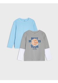 Sinsay - Bawełniana koszulka 2 pack - szary. Kolor: szary. Materiał: bawełna #1