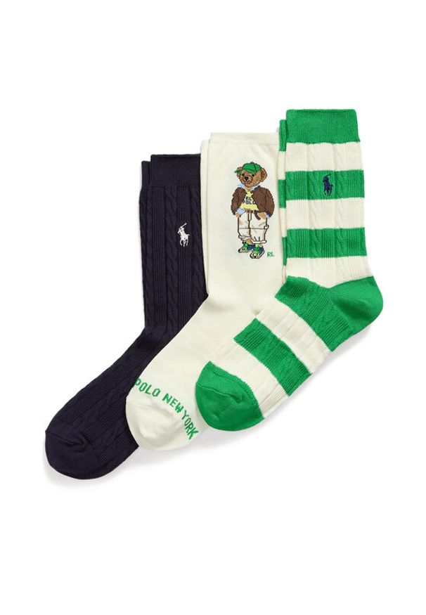 Polo Ralph Lauren Zestaw 3 par wysokich skarpet damskich 455982947001 Kolorowy. Materiał: materiał, bawełna. Wzór: kolorowy