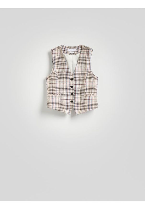 Reserved - Kamizelka w kratę - wielobarwny. Materiał: wiskoza, tkanina