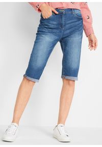 bonprix - Bermudy dżinsowe ze stretchem i wygodnym paskiem. Kolor: niebieski #1