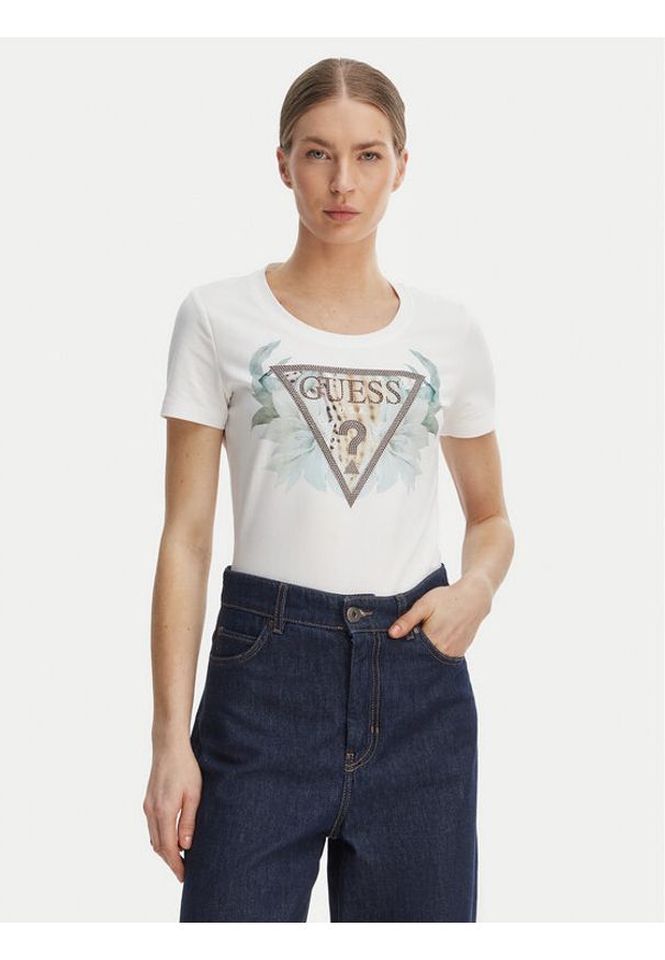 Guess T-Shirt W6GI12 K3027 Biały Regular Fit. Kolor: biały. Materiał: bawełna