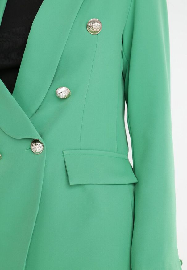 Born2be - Zielona Marynarka Hyrmatea. Okazja: na spotkanie biznesowe. Kolor: zielony. Długość rękawa: długi rękaw. Długość: długie. Wzór: jednolity. Styl: biznesowy, elegancki, wizytowy