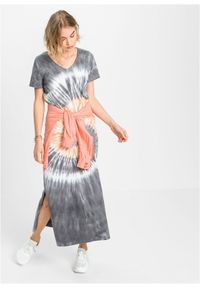 bonprix - Sukienka shirtowa z czystej bawełny. Kolor: szary. Materiał: bawełna. Wzór: nadruk #3