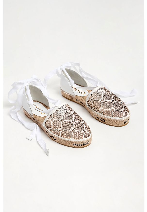 Pinko - Espadryle Angelica PINKO. Materiał: skóra. Wzór: ażurowy, gładki, napisy