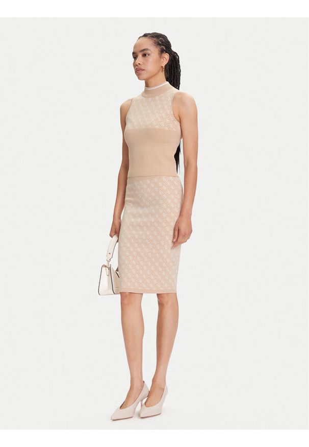 Guess Spódnica ołówkowa W4BD53 Z37K0 Beżowy Regular Fit. Kolor: beżowy. Materiał: syntetyk