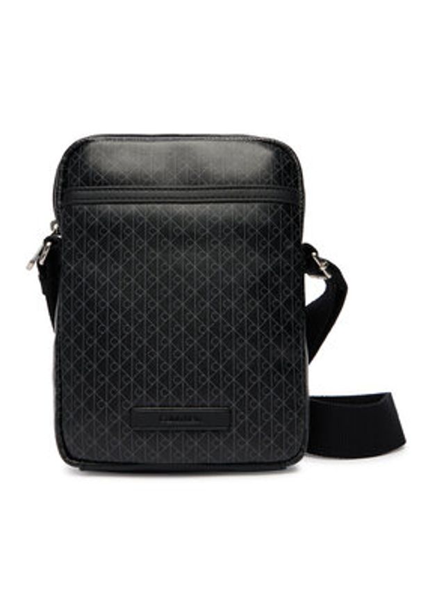 Calvin Klein Saszetka Emblem Aop Coated Slim Reporter LV04D3334G Czarny. Kolor: czarny. Materiał: skóra