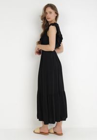 Born2be - Czarna Sukienka Lasthusa. Kolor: czarny. Materiał: koronka. Długość rękawa: bez rękawów. Sezon: lato. Typ sukienki: kopertowe. Styl: boho, wakacyjny. Długość: mini #6