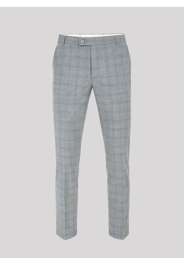Pako Lorente - PAKO LORENTE – Szare spodnie garniturowe w kratę. Kolor: szary. Materiał: poliester, wełna, lycra. Styl: elegancki