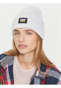 CAT Footwear Czapka Label Cuff 1090026 Biały. Kolor: biały. Materiał: akryl, materiał