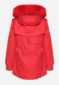 Born2be - Czerwona Kurtka Parka z Odpinanym Futerkowym Obszyciem przy Kapturze Inelithrae. Okazja: na co dzień. Typ kołnierza: golf. Kolor: czerwony. Materiał: jeans. Sezon: zima. Styl: casual, elegancki, klasyczny #5