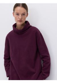 Reserved - Bluza ze stójką - ciemnofioletowy. Typ kołnierza: kołnierzyk stójkowy. Kolor: fioletowy. Materiał: dzianina, bawełna. Wzór: gładki