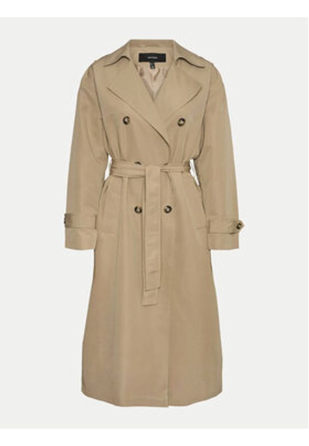 Vero Moda Trencz Chloe 10300263 Beżowy Regular Fit. Kolor: beżowy. Materiał: syntetyk