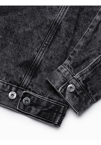 Ombre Clothing - Kurtka męska jeansowa katana - czarna V3 OM-JADJ-0123 - XXL. Kolor: czarny. Materiał: jeans. Styl: klasyczny #5