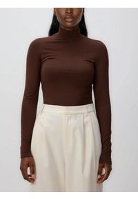 Reserved - Longsleeve z modalu - ciemnobrązowy. Kolor: brązowy. Długość rękawa: długi rękaw