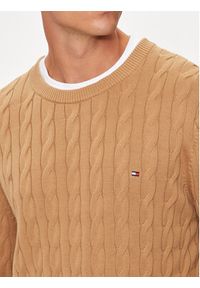 TOMMY HILFIGER - Tommy Hilfiger Sweter MW0MW33132 Beżowy Regular Fit. Kolor: beżowy. Materiał: bawełna #5