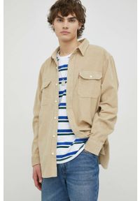 Levi's® - Levi's koszula sztruksowa męska kolor beżowy relaxed z kołnierzykiem klasycznym. Okazja: na spotkanie biznesowe. Typ kołnierza: kołnierzyk klasyczny. Kolor: beżowy. Materiał: sztruks. Wzór: gładki. Styl: klasyczny #1