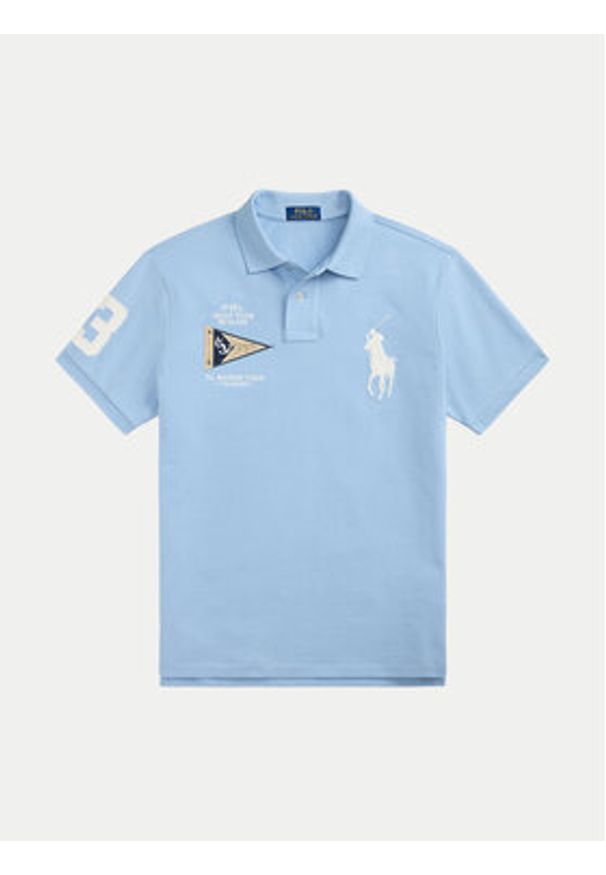 Polo Ralph Lauren Polo 710B21921002 Niebieski jasny Custom Slim Fit. Typ kołnierza: polo. Kolor: niebieski. Materiał: bawełna