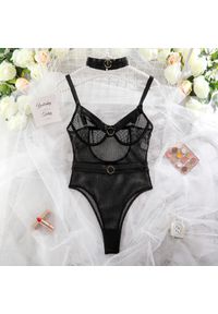 Intica - Body z siateczki z okrągłymi klamrami na wieczorne wyjścia Salvatora. Kolor: czarny. Materiał: materiał #1