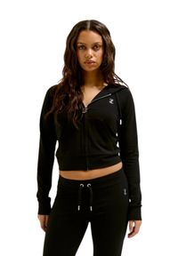Juicy Couture - JUICY COUTURE Czarna bluza damska Single Jersey Ola Hoodie, Rozmiar XL. Kolor: czarny. Materiał: jersey #5
