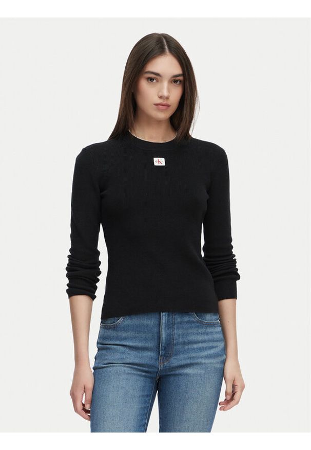 Calvin Klein Jeans Sweter LV047G309G Czarny Regular Fit. Kolor: czarny. Materiał: bawełna